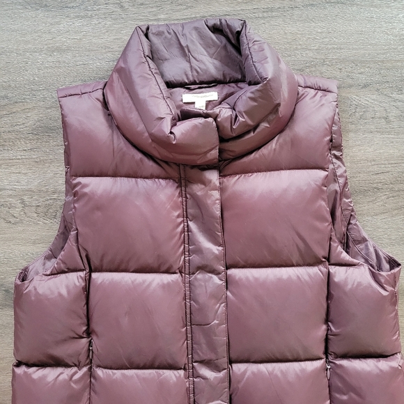 Eileen Fisher Maroon Cassis Recycled Nylon Funnel Neck Vest Size Large - Picture 6 of 14